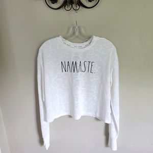 Rae Dunn Namaste sheer leopard print crop top